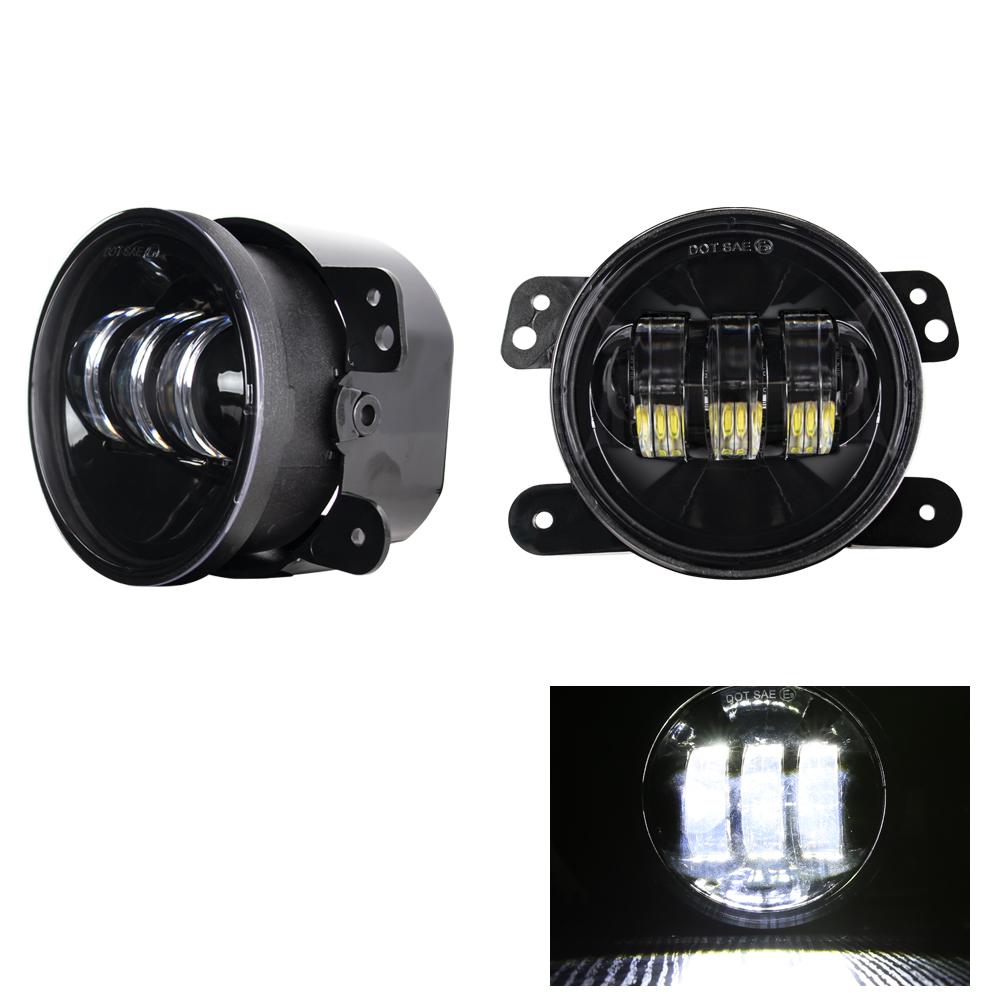 

4-дюймовые круглые светодиодные противотуманные фары 30 Вт, белые янтарные кольца Halo DRL, фары для бездорожья для Jeep JK TJ LJ Grand Cherokee ATV, фары