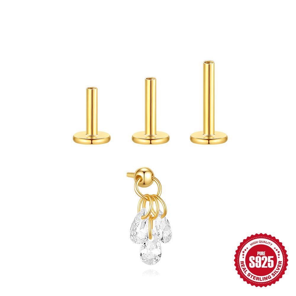 Cercei Piercing Cartilaj Spirală Lotus Diamant Argint Sterling S925 Purtare Zilnică Stâlp Multi-Mărime 5/6/8 Mm