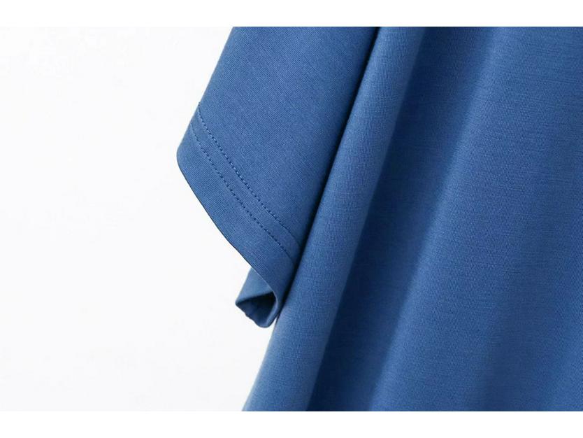 Men's Long Modal Nightgown - Short Sleeve V-Neck