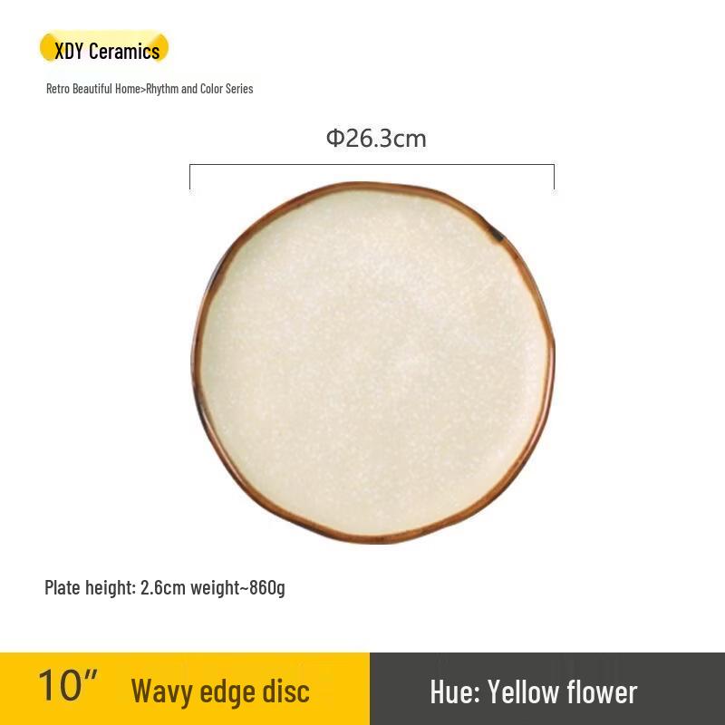 ROYUGO Vintage Japanese Style Wavy Edge Ceramic Plate