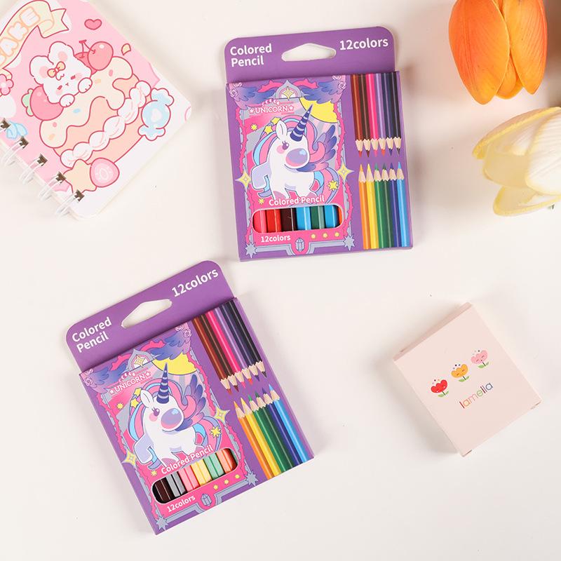 12 Short Colored Pencils for Kindergarten Art and Doodling