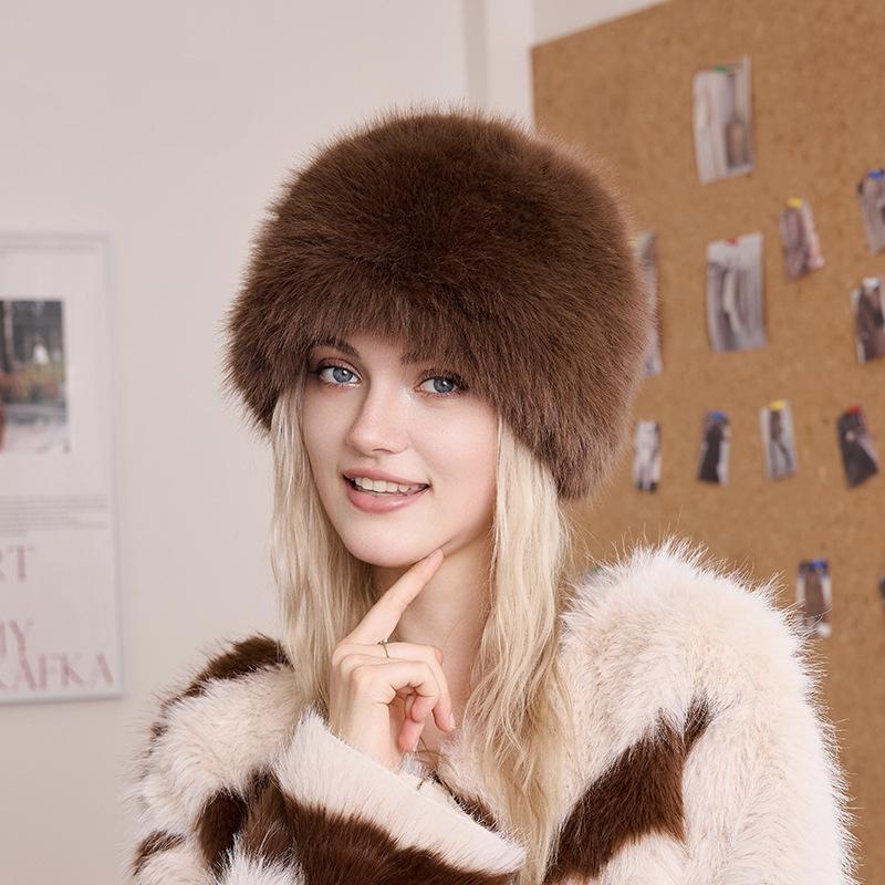 Verdickte Mongolenmütze aus Kunstfuchsfell für Frühling und Herbst, Damen-Modehut, winddicht und warm mit Ohrenschutz