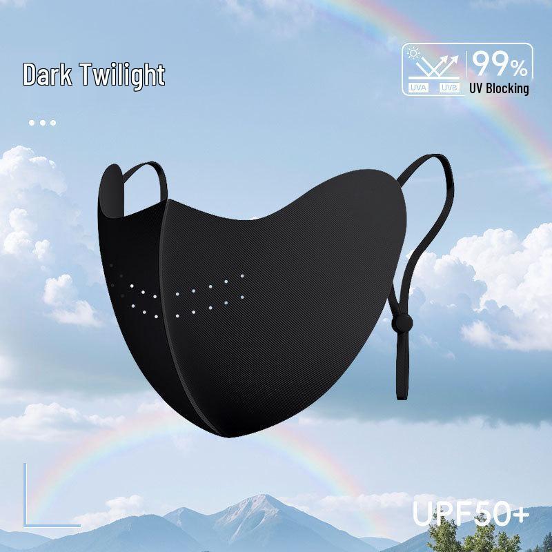 

Дышащая маска для лица с защитой от солнца UPF50+ с регулируемыми ушными петлями для езды на велосипеде на открытом воздухе, весенне-летняя 3D-дизайн из ледяного шелка чёрный