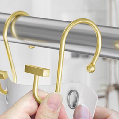 12Pcs Shower Curtain Hooks Rustproof Corrosion Resistant Strong Load-bearing S-Shaped Electroplated Shower Curtain Pole Hanger Hooks