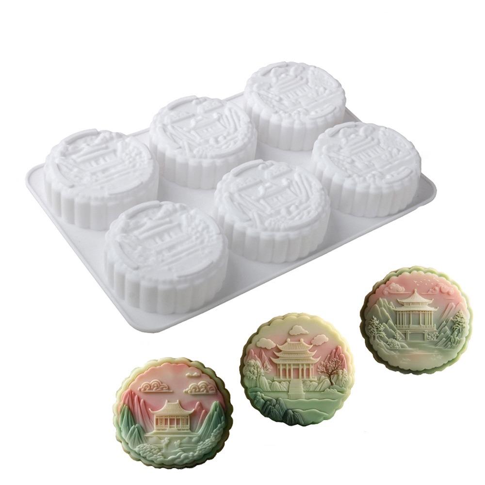 Silicone Auspicious Clouds Mooncake Mold 6 Cavities Mung Bean Cake Mold Soap Mold  Kitchen