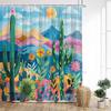 Colourful Tropical Plants Shower Curtains Desert Cactus Monstera Bonsai Leaves Bath Curtain Set Fabric Bathroom Decor with Hooks