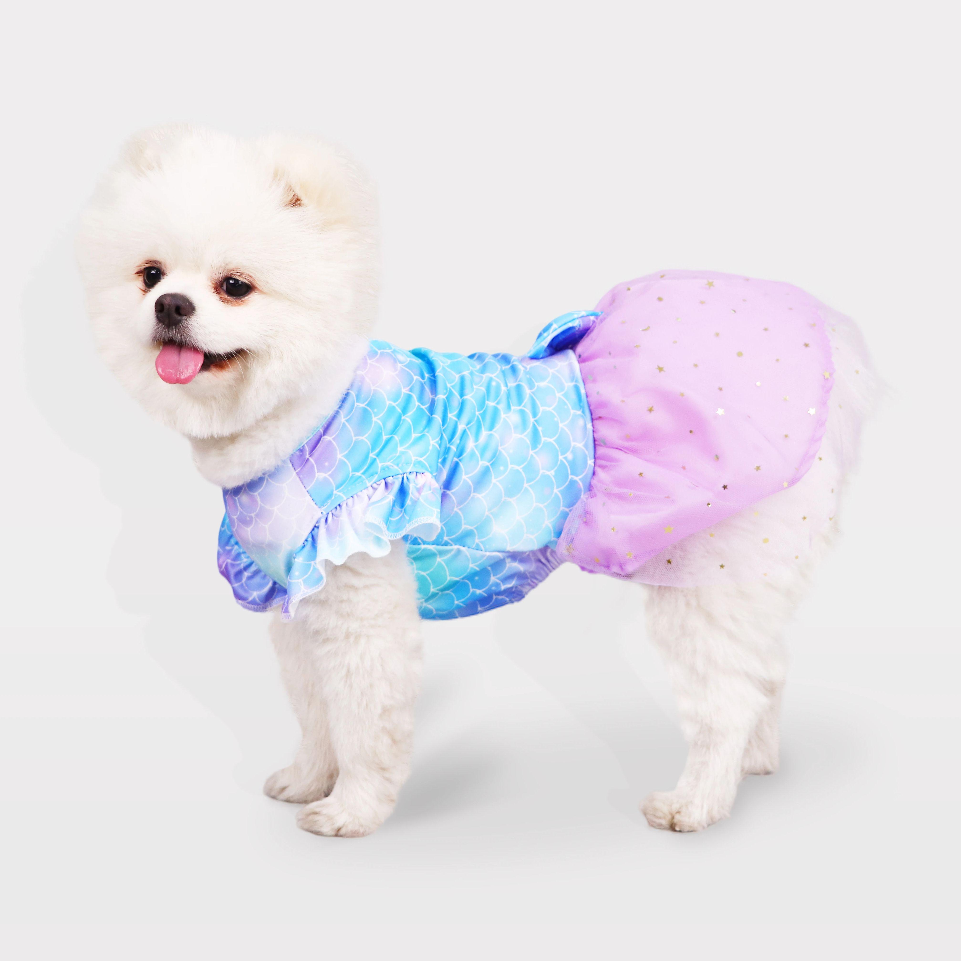 

Платье русалки для собаки Летнее нарядное платье с юбкой из тюля с пайетками и бантом на спине, Идеальный блестящий костюм для питомца, одежда для щенка, кошки, котенка XS（old） фиолетовый