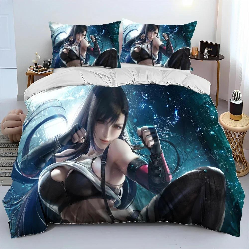 3D Print Anime Game Tifa Aerith Sexy Girl Lace Bedding Set Duvet Cover Bed Set Quilt Cover Pillowcase Comforter king Queen Size