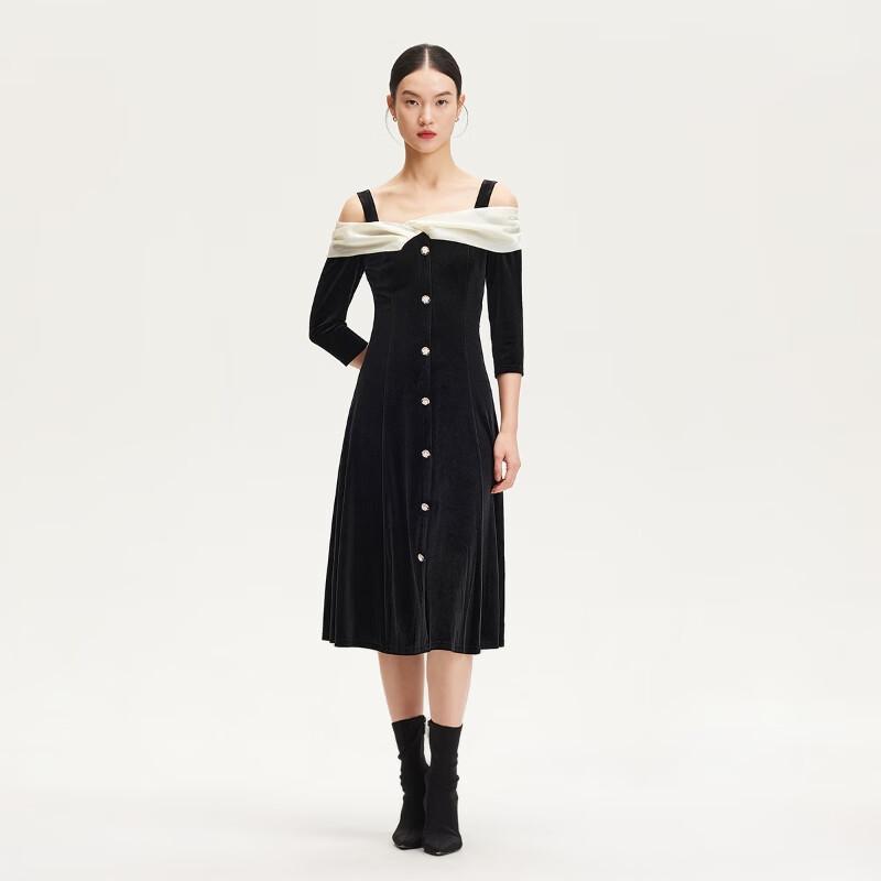 

VEROMODA Spring 2025 Glossy Velvet One-Shoulder Patchwork Dress L