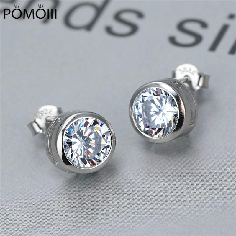 925 Sterling Silver Stud Earrings Women's Wedding Jewelry Engagement Earrings 6/7/8mm Round Stones