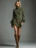 European & American High-End Women's Retro Faux Suede Lapel Dress - Autumn/Winter New Long Sleeve Short Skirt, 2025 Collection.