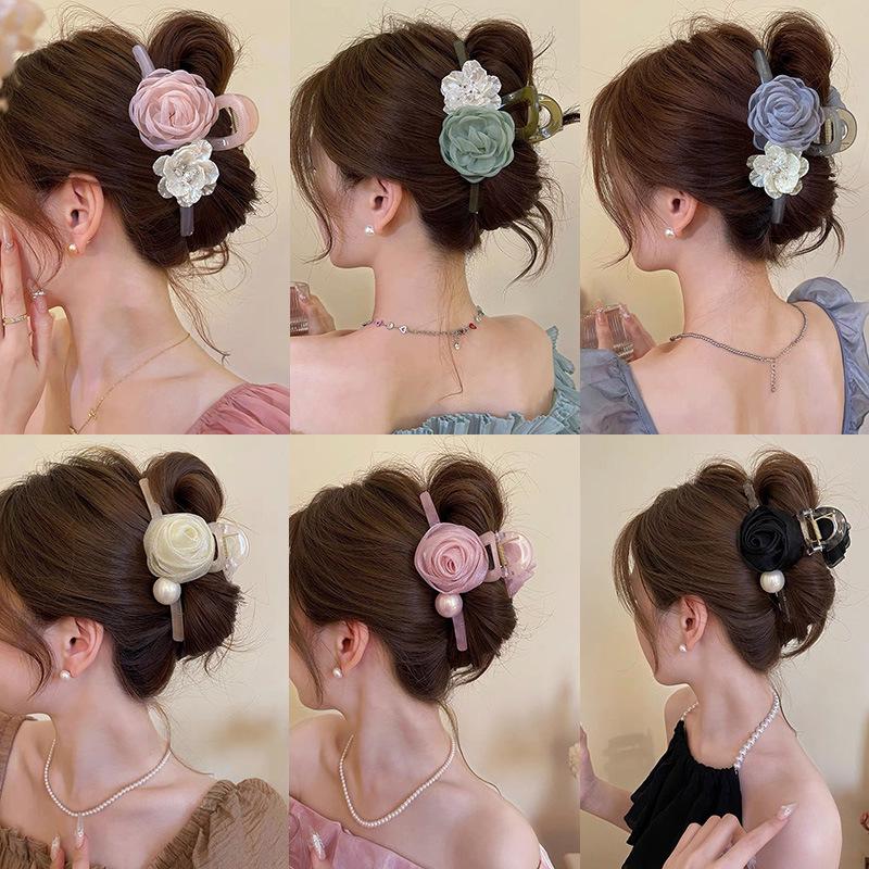 

2025 Chic Mesh Flower Hair Claw Clip for Women