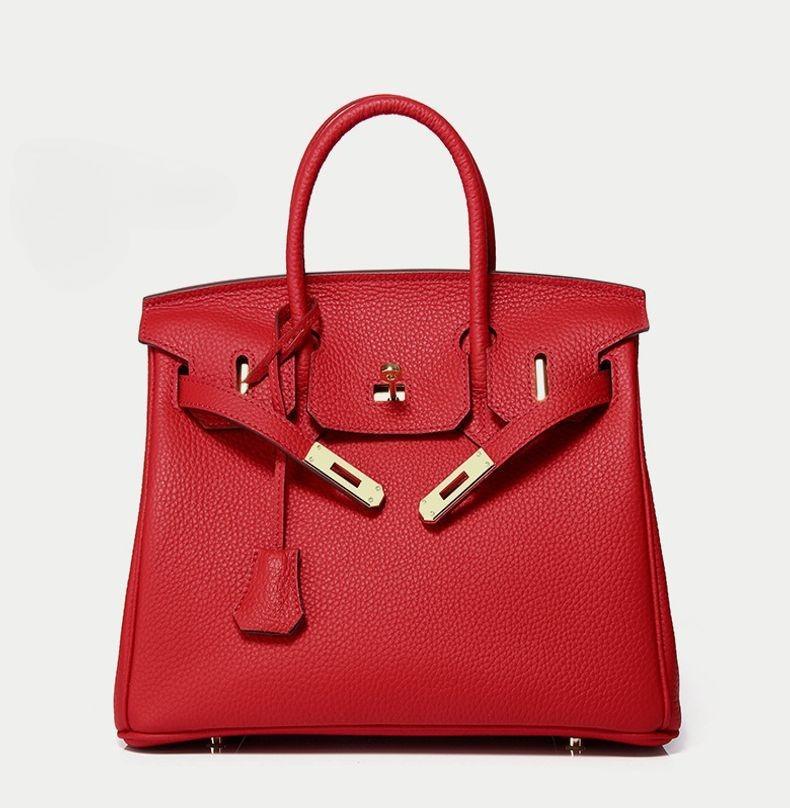 

Сумка через плече з натуральної шкіри Того, ручка для носіння в руці, плечовий ремінь, шкіряна сумка 20x12x13cm яскраво-червоного кольору