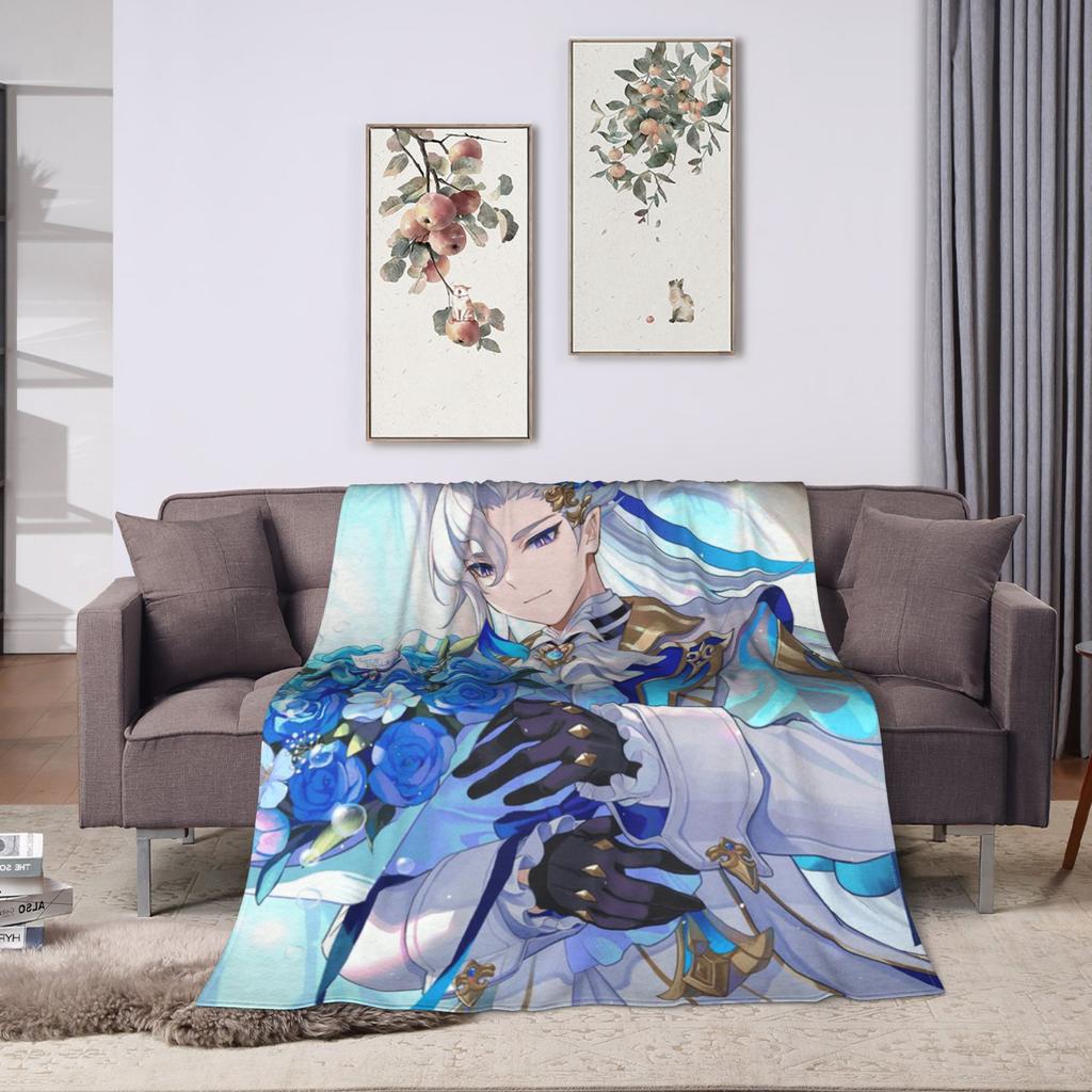 Genshin Impact Neuvillette Coperte Morbide di Qualità Biancheria da Letto Coperte Primaverili Ragazzo Ragazza Divano Sedia Copriletto Comodo