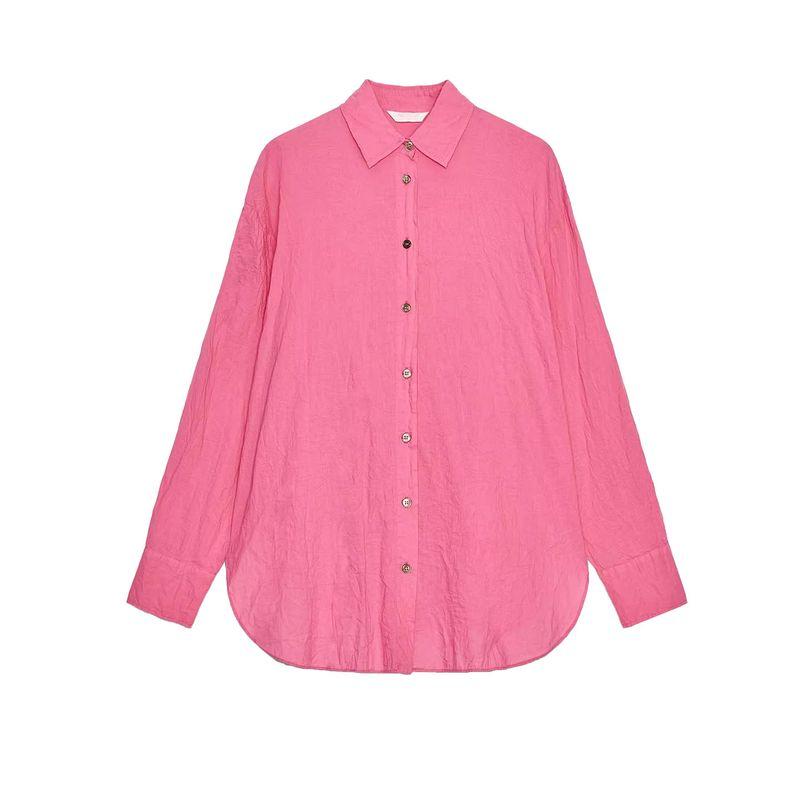 

Fall New Women s Clothing French Style Casual Loose Long Sleeves Lapel Shirt Tops 8041278 8522117 Dark purple red L