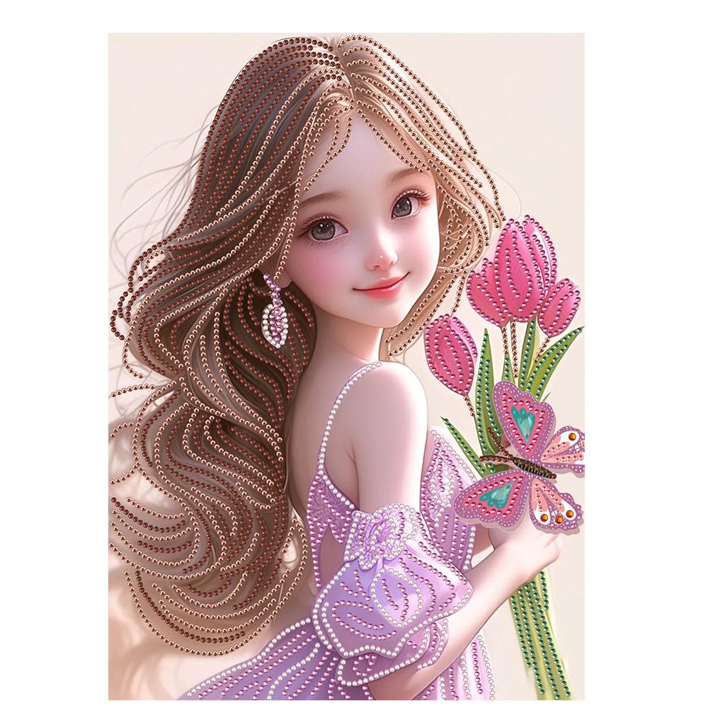 New Diamond Painting Cartoon Girl Puzzle Diy Point Diamond Sticker, Frameless Decorative Hanging Painting In The Living Room And Study