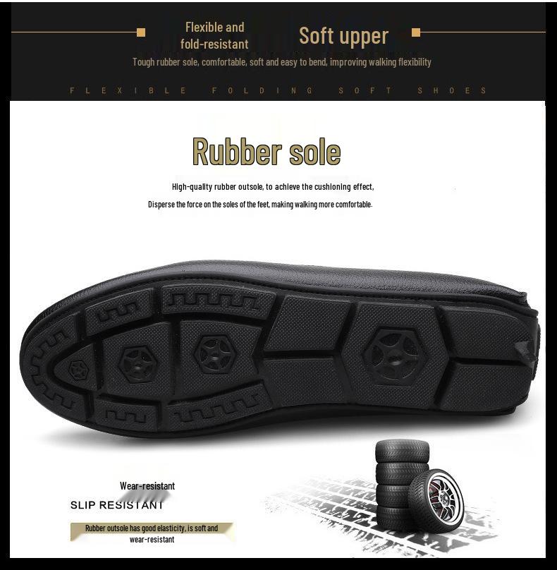 Men's Genuine Leather Slip-On Loafers - Autumn Collection, Casual Work Shoes, Large Sizes Available