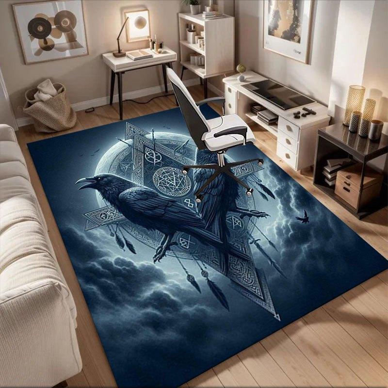 

Raven Moon Dreamcatcher Wall Art Print Office Mat Home Decor Office Desk Chair Rugs Chair Carpet for office Chair Mat Gift For Halloween & 60cm by 90cm