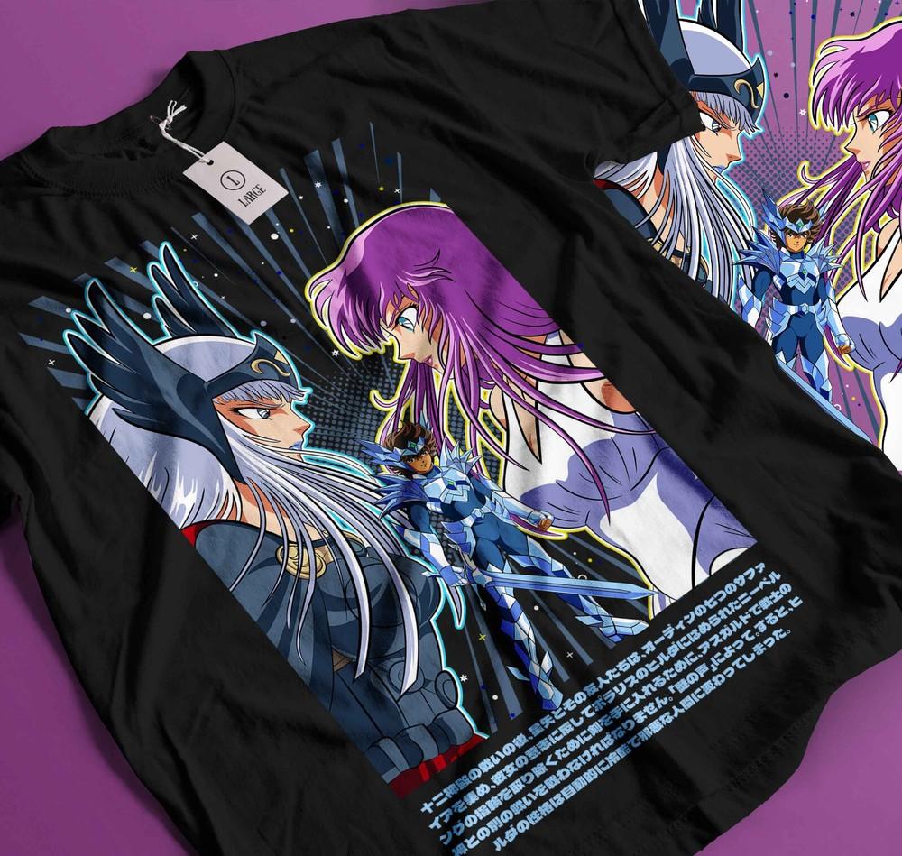 

Saint Seiya T-shirt knights Of the Zodiac Hyoga Ikki Anime Shun Shirt Gift 356 4XL