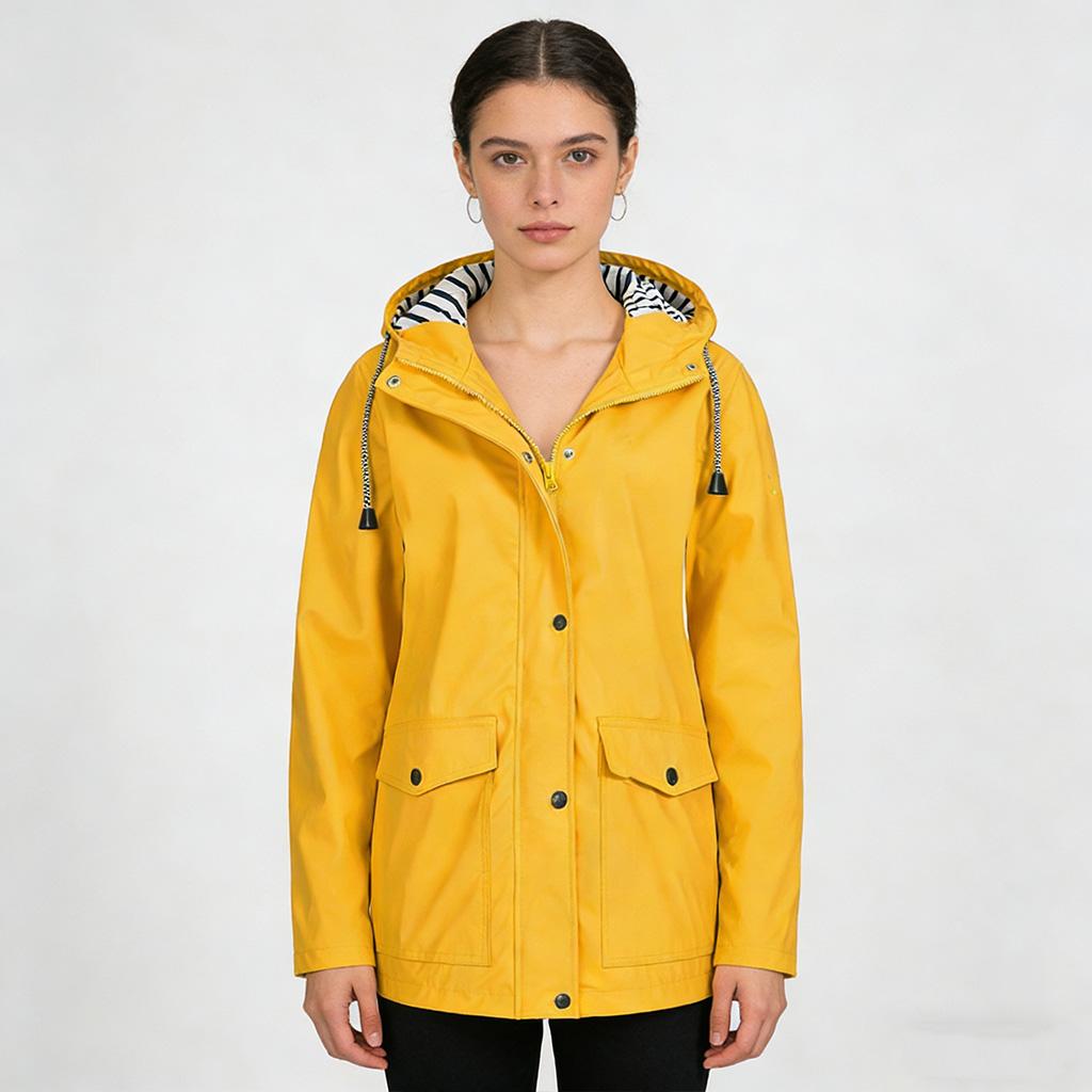Women's Autumn and Winter Trench Coat Waterproof Women Rain Jacket Windproof Hooded Outdoor Plus Solid Raincoat