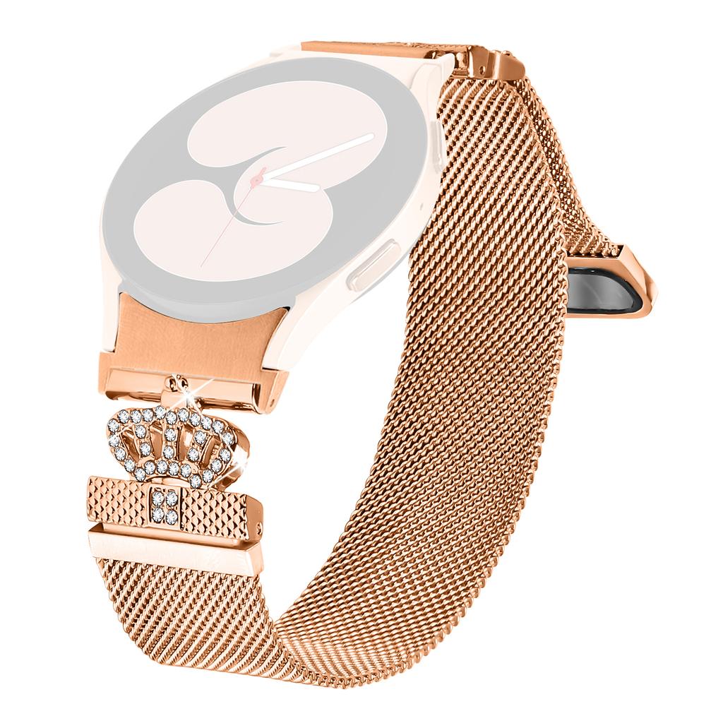 Watch Band For Samsung Galaxy Watch4/Watch 5/Watch 5 Pro ,Crown Clasp Electroplating Milanese Strap with Quick Release Connector
