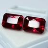 AA++ Natural  Loose Gemstone Ruby Bloody Red Emerald Cut 16.50 Ct CERTIFIED Pair Ys-636921213