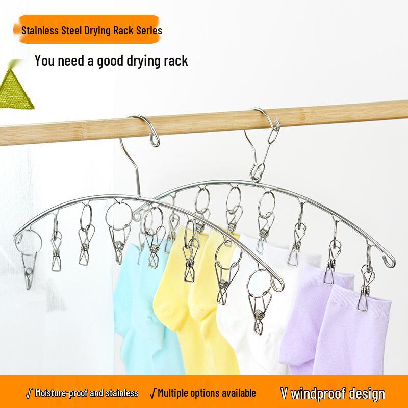 Kaiwang Double Layer Stainless Steel Sock and Clothes Drying Rack with 20 Clips