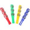 4pcs Plastic Jingle Bells Stick Tambourine Colorful PVC Musical Instrument Metallic Bells for KTV Latin Parties Home Music Play
