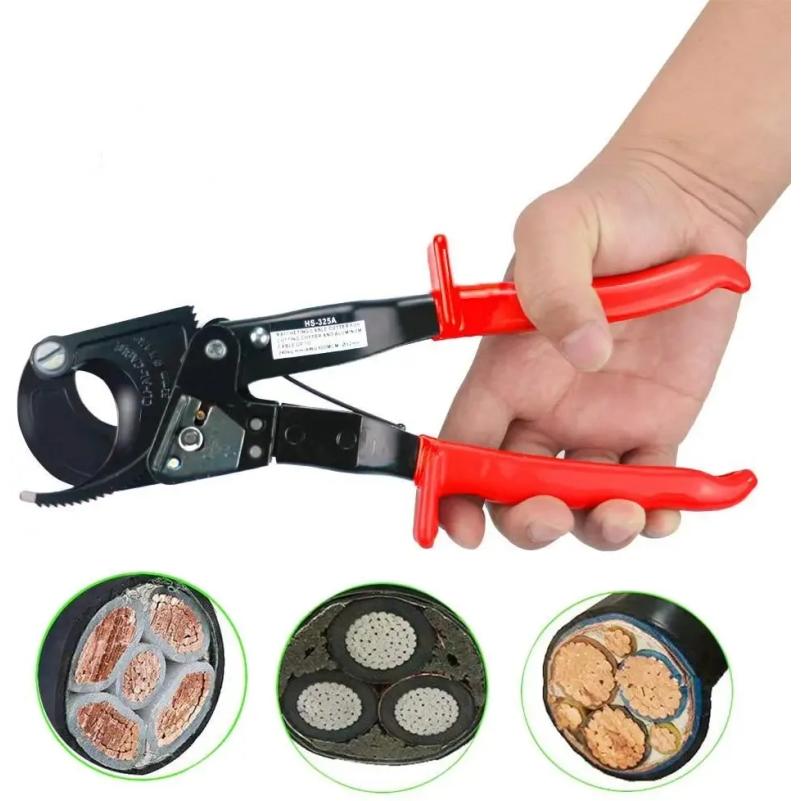 Ratchet Cable Cutter, Heavy Duty Wire Cutter for Aluminum Copper Cable, Ratcheting Wire Cutting Hand Tool HS-325