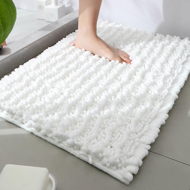 Chenille Long Pile Bathroom Mat - Water Absorbent & Anti-Slip Foot Pad for Home Use