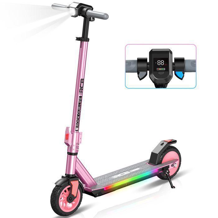RCB R12 PRO Pink Electric Scooter – 220W – 3 Speeds – 7” – Colorful LEDs – Digital Display – 15KM – Perfect Gift