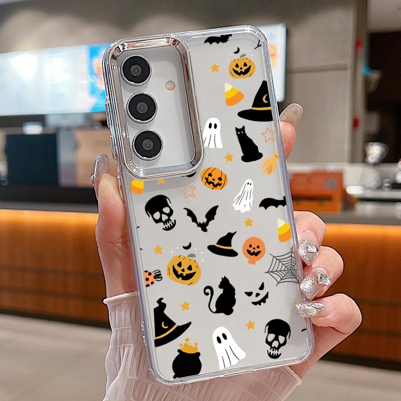 Halloween Ghost Pumpkin Case For Samsung Galaxy S26 S25 Ultra S24 S23 S22 Plus S21 A16 A17 A26 A36 A37 A54 A55 A56 A57 5G Clear Soft Cover