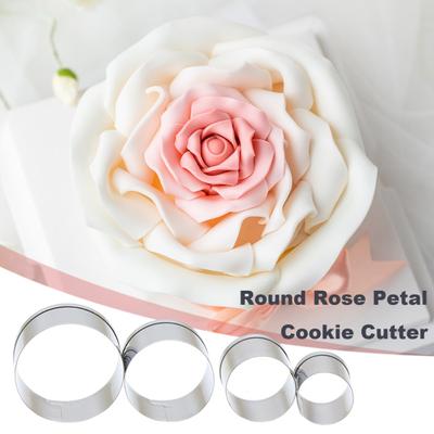 4Pcs Rose Petal Cake Mold Stainless Steel Cookie Cutter Flower Shape Clay Mold Cake Decorating Tool Durable Bakeware for Chocolates