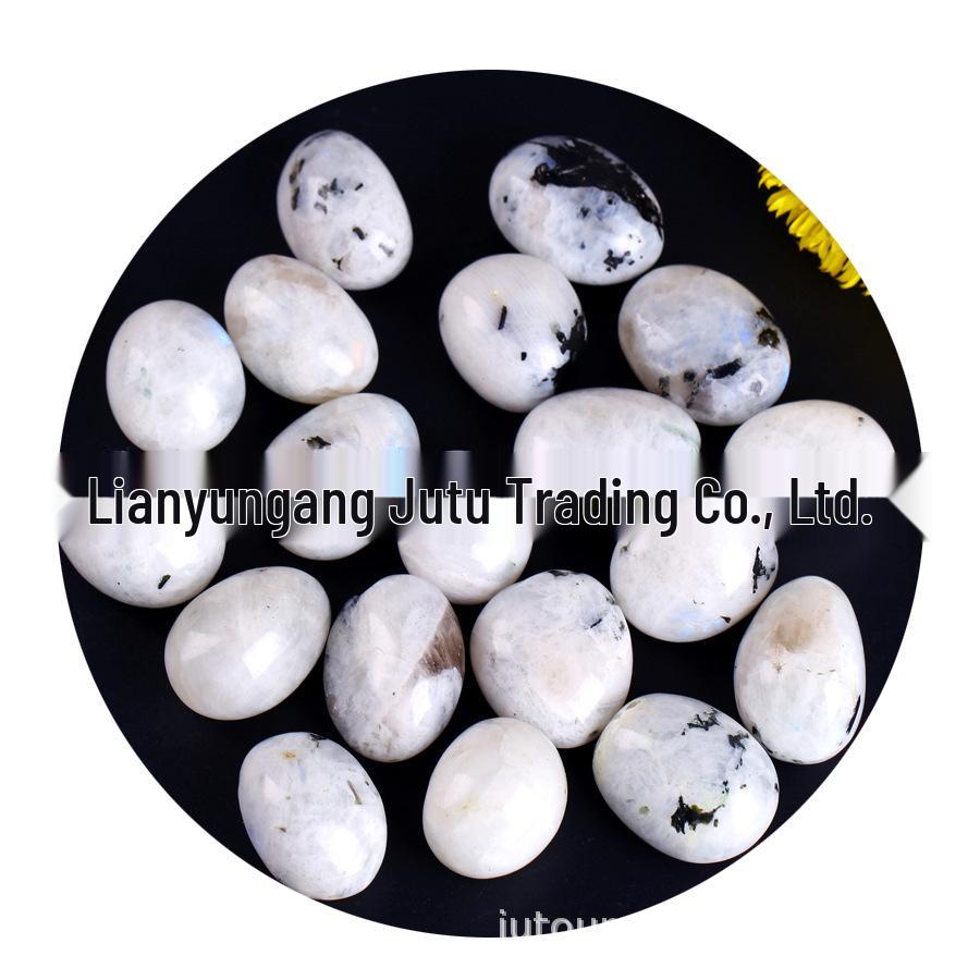 White Moonstone Tumbled Stone: Rainbow Blue Light for Aromatherapy and Yoga, Ideal for Children s Mining Activities