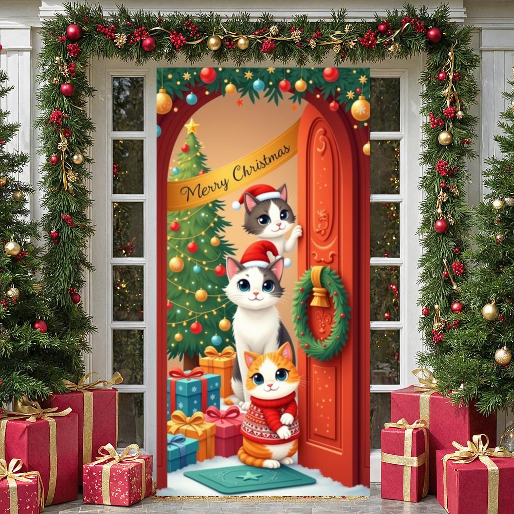Merry Christmas Banner Theme Holiday Decor Backdrop Xmas Backdrop Bell Accent Christmas Display For Door Hanging Home Indoor