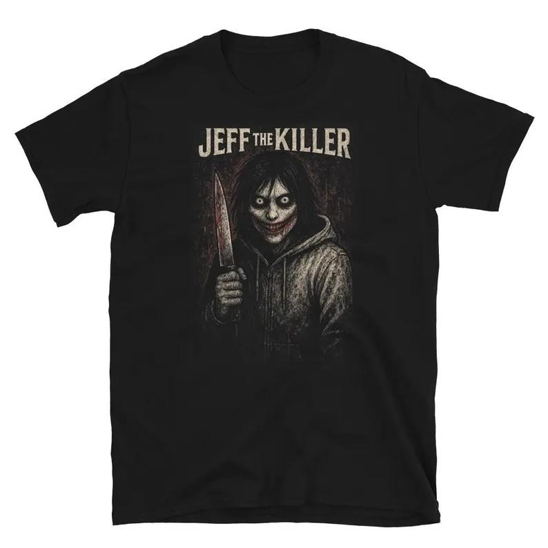 T-shirt Jeff The Killer Creepypasta Horror Meme Grafica Dark Internetcore Y2k Unisex Unisex Cotone Maglietta Oversize Manica Corta Unisex