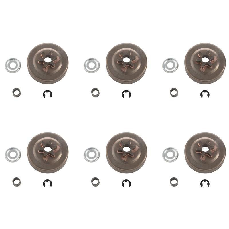 SHGO-6Set 3/8 6T Clutch Drum Sprocket Washer E-Clip Kit For Stihl Chainsaw 017 018 021 023 025 Ms170 Ms180 Ms210 Ms230 Ms250