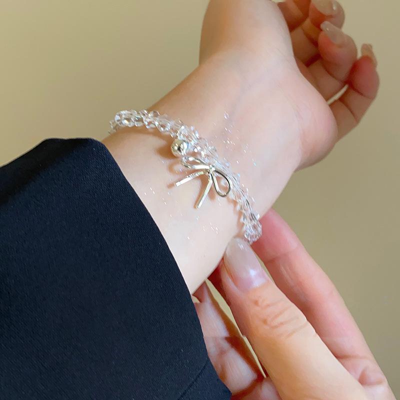 

Браслет с подвеской в виде банта из хрустального стекла, дизайн ниши легкой роскоши, высокое чувство моды и темперамента, универсальные изысканные украшения