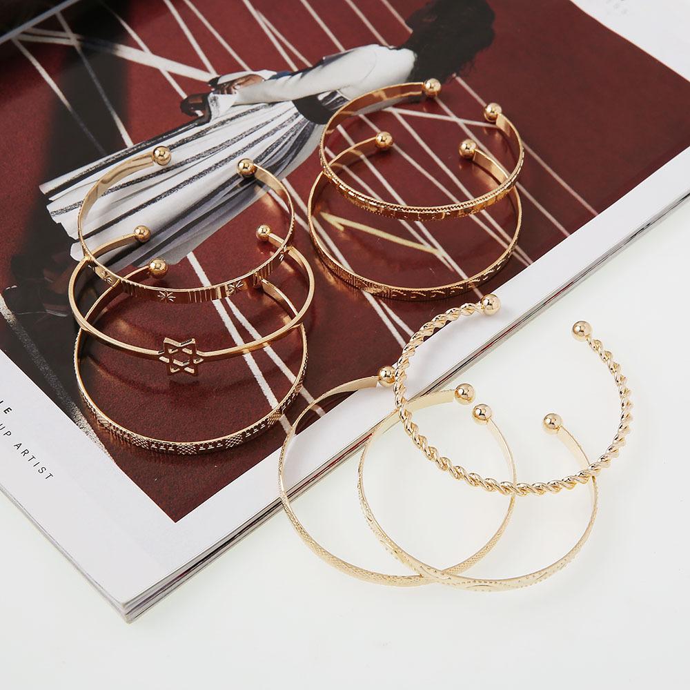 Bohemian Twist Twist Starlight Love Star Pattern Iron Bracelet 8 Piece Set