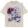 Unisex Washed Purple Vintage Tshirt One Piece Kaido Human Dragon Dragon Kanji Highquality Fabric for Home Leisure Travel