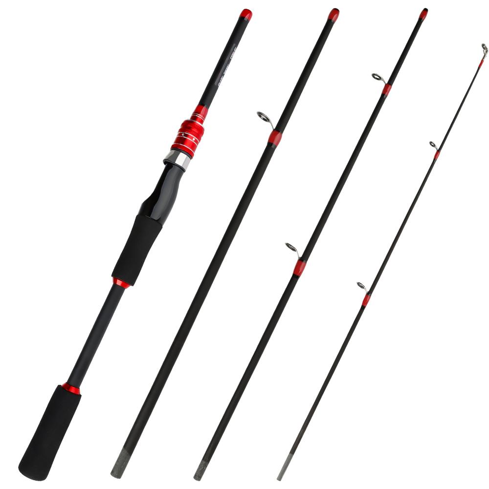 FTK NEW 1.8M 2.1M  Red Telescopic Fishing Rod Carbon Fiber Lengthen Wooden Handle Spinning Casting Rod Portable Trout Rod
