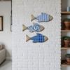 3 Pezzi Decorazione Murale Pesce in Legno Estivo, Scultura Murale Pesce a Tema Nautico Costiero, Arte Murale Vintage per Casa al Mare Lago Bagno Camera da Letto Soggiorno