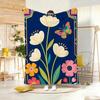 Vintage Boho flowers art Throw Lightweight  Flannel Blanket Soft Skin-friendly for Summer Cooling