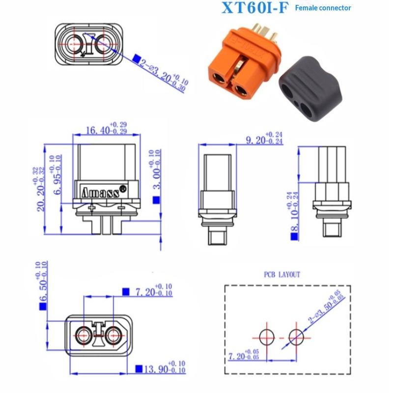 Amass Amass Xt60I-F Male + Female 2+1 Connector Signal Pin Plug For Rc Lipo Battery Charger Controller Motor Parts
