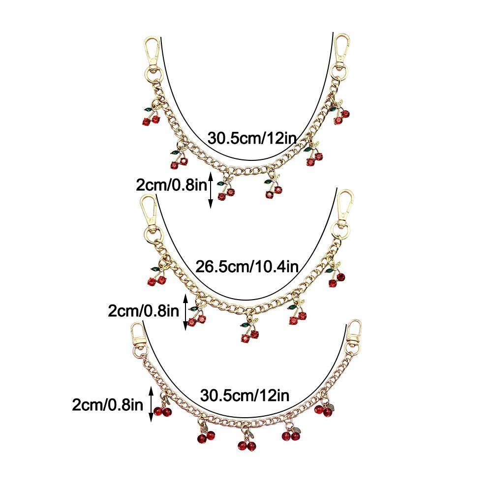 DIY Zinc Alloy Bag Hanging Chain with Cherry Pendant Detachable Clothing Pants Chain Shoulder Bag Carrying Chain for Woman