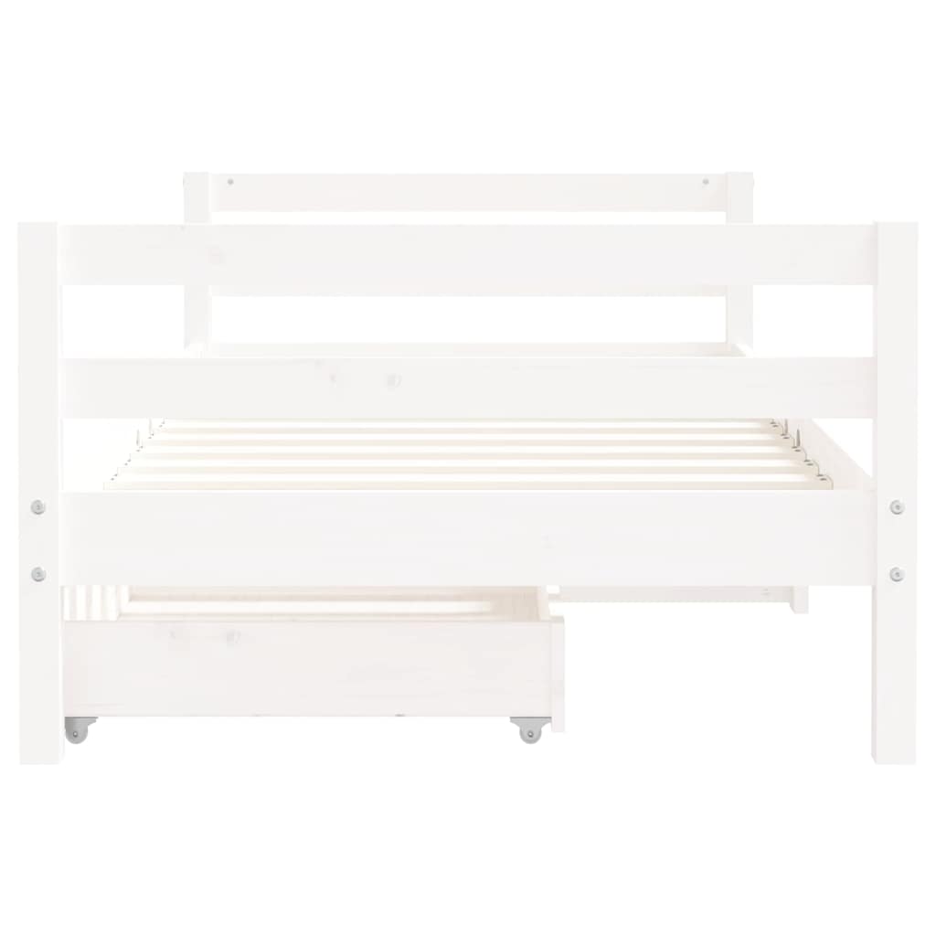 Kids  Bed with Drawers White 80 x 160 cm Solid Pine Wood