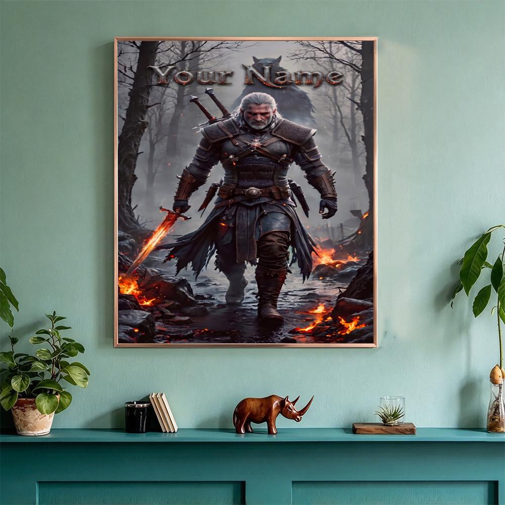 The Witcher 3 Customize Your Name Diamond Painting Round Diamond Diy Frameless Holiday Artwork Suitable For Home Office Wall Decoration