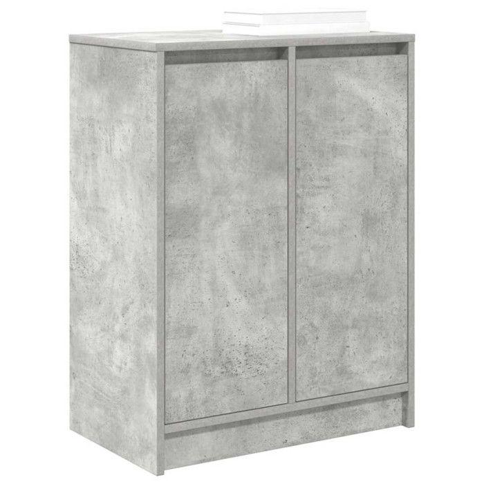 Armoire à chaussures - Gris béton - 2 portes - 8 étagères - Bois d'ingénierie 57x34x76 cm