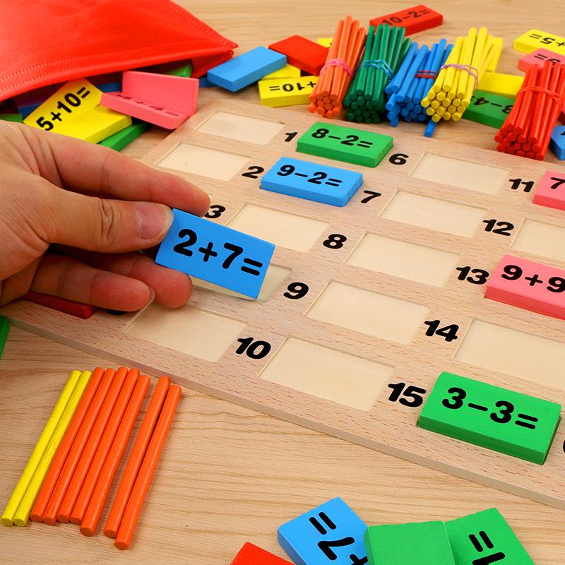 Math Domino Blocks Educational Counting Toy Preschool Math Learning Toys Montessori Number Arithmetic Abacus Toddler Gift