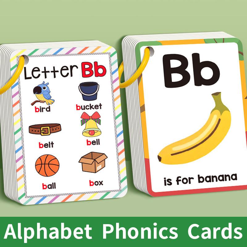 26 Letters English Alphabet Cards 156 Words with Pictures Children's Flashcards Colorful Design A-Z Cards Words Cards Kids Gifts